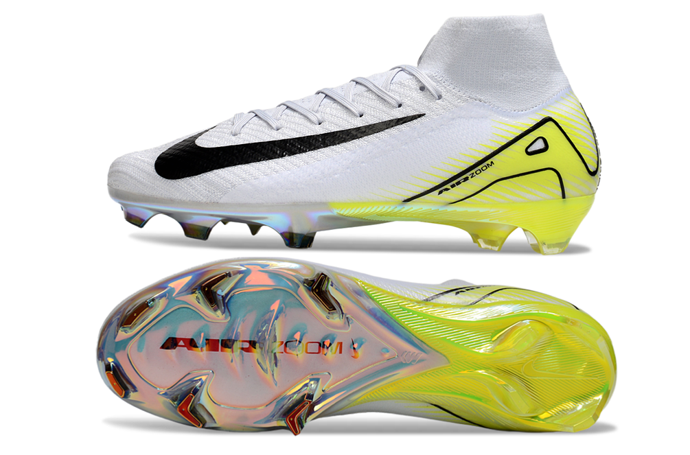 Chuteira Nike Air Zoom Mercurial Superfly 10 Elite FG - Branca e Verde Clara