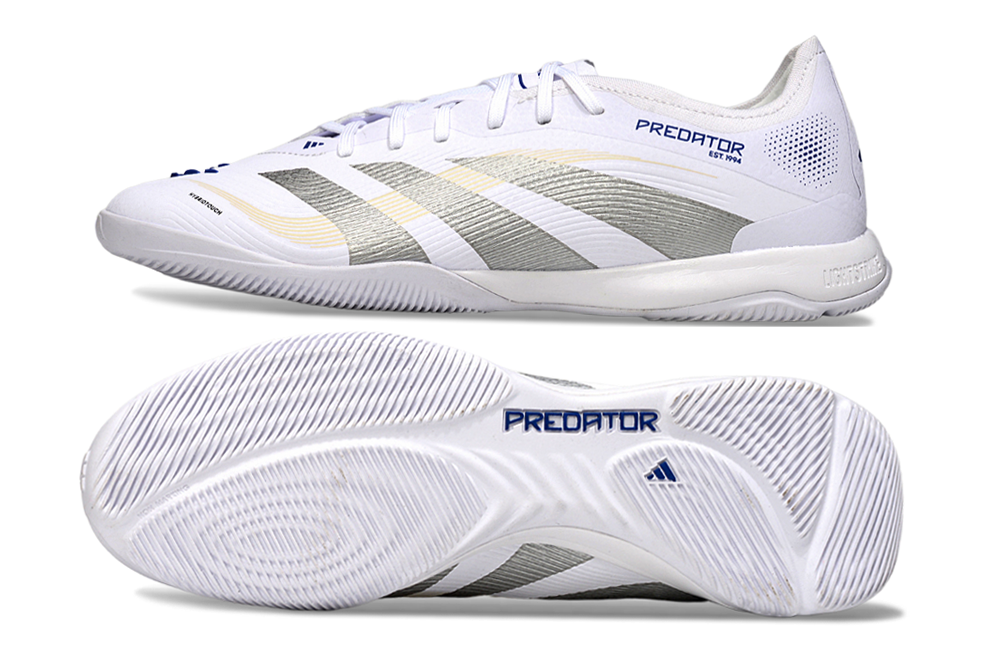 Tênis Futsal Adidas Predator Elite Fold-Over Tongue IC - Branca, Cinza e Dourada