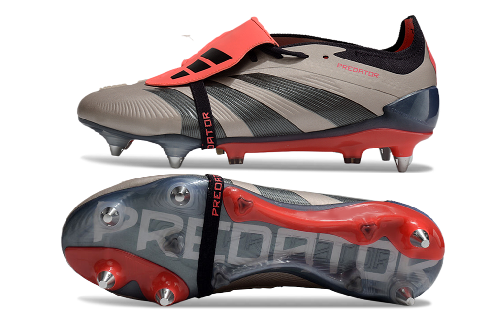 Chuteira Adidas Predator Elite Fold-Over Tongue SG - Marrom, Laranja e Preta