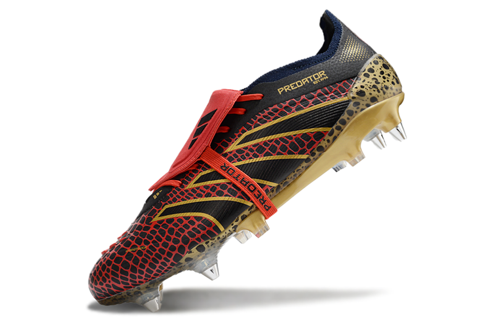 Chuteira Adidas Predator Elite Fold-Over Tongue SG - Preta, Dourada e Vermelha