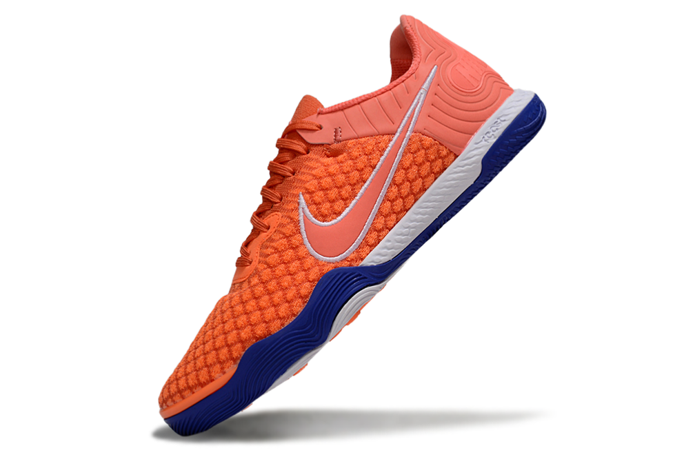 Tênis Futsal Nike React Gato IC - Laranja, Branca e Azul