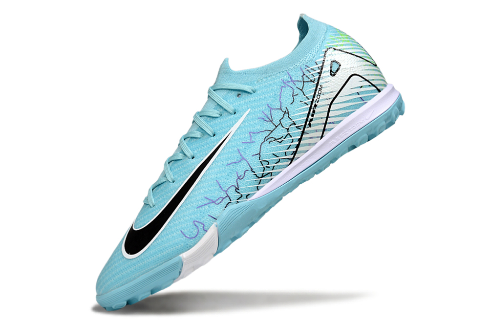 Chuteira Society Nike Air Zoom Mercurial Vapor 16 Elite TF - Branca e Azul