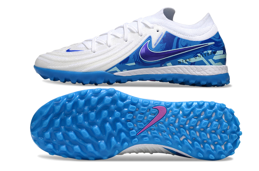 Chuteira Society Nike Phantom GX II TF - Branca e Azul
