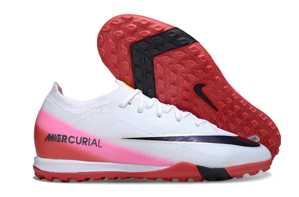 Chuteira Society Nike Air Zoom Mercurial Vapor 16 Elite TF - Branca, Vermelha e Rosa - Fear Nothing Pack