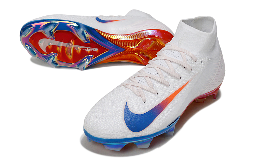 Chuteira Nike Air Zoom Mercurial Superfly 10 Elite FG - Branca, Vermelha e Azul