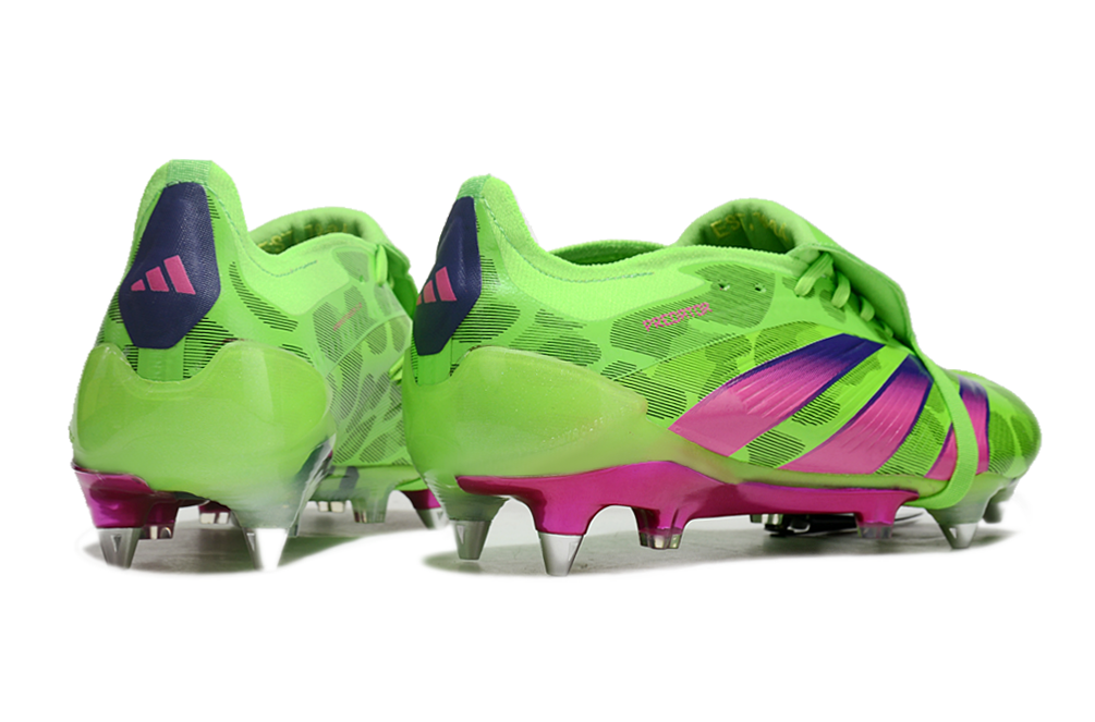 Chuteira Adidas Predator Elite Fold-Over Tongue SG - Verde, Rosa e Roxa