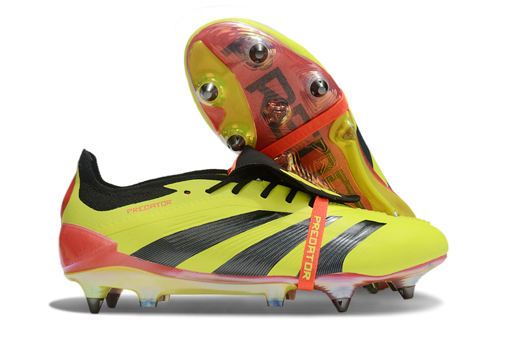Chuteira Adidas Predator Elite Fold-Over Tongue SG - Amarela, Preta e Laranja