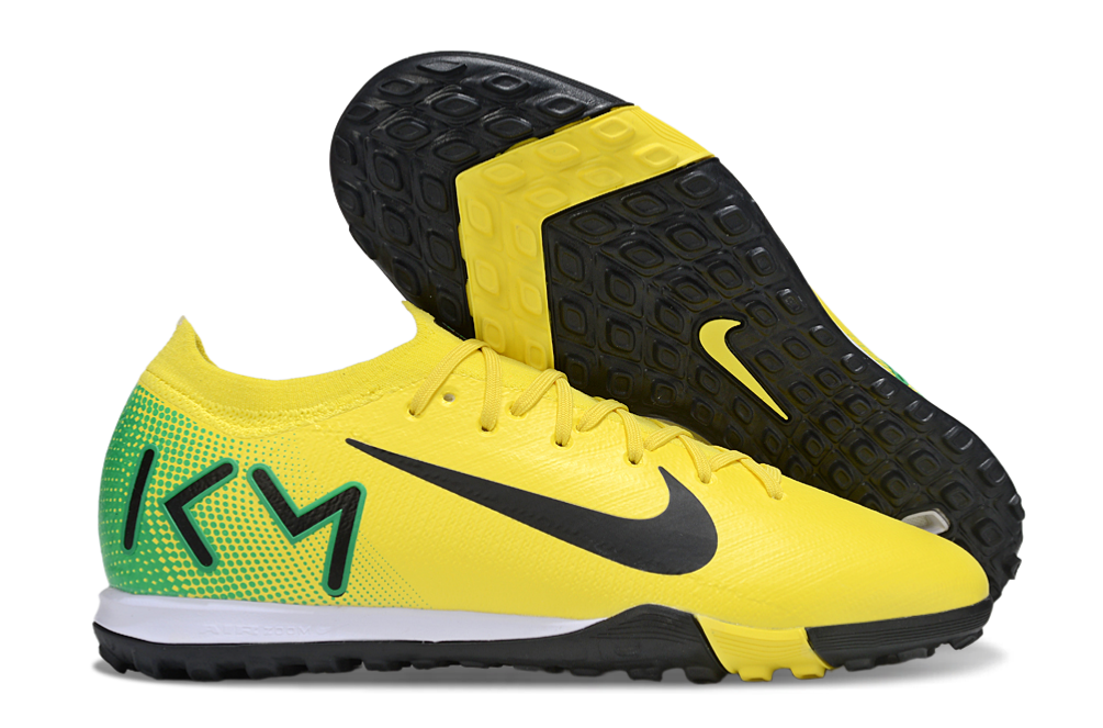 Chuteira Society Nike Air Zoom Mercurial Vapor 16 Killian Mbappe Elite TF - Amarela, Verde e Preta