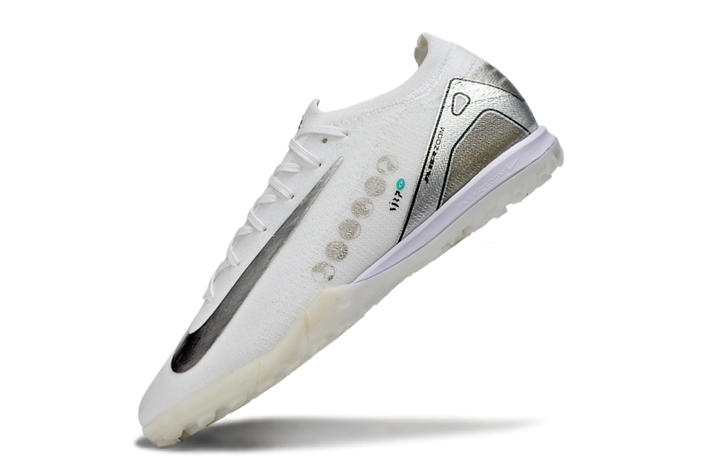 Chuteira Society Nike Air Zoom Mercurial Vapor 16 Vini JR Elite TF - Branca e Cinza