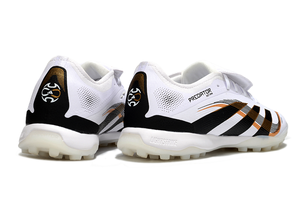 Chuteira Society Adidas Predator Elite Fold-Over Tongue TF - Branca, Preta e Dourada
