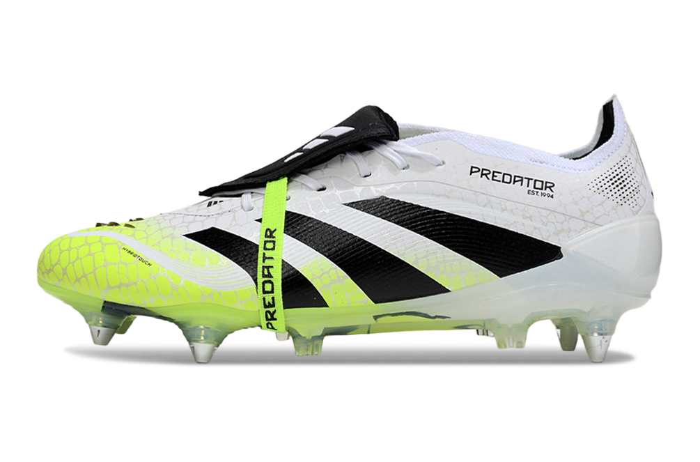 Chuteira Adidas Predator Elite Fold-Over Tongue SG - Branca, Verde e Preta - Radiant Blaze Pack