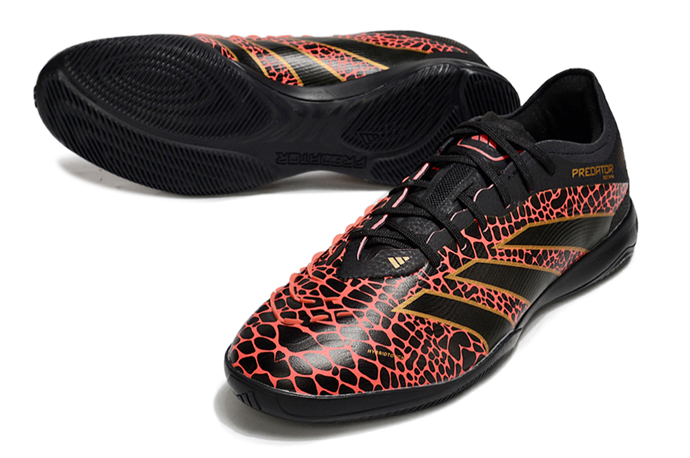 Tênis Futsal Adidas Predator Elite Fold-Over Tongue IC - Preta, Laranja e Dourada