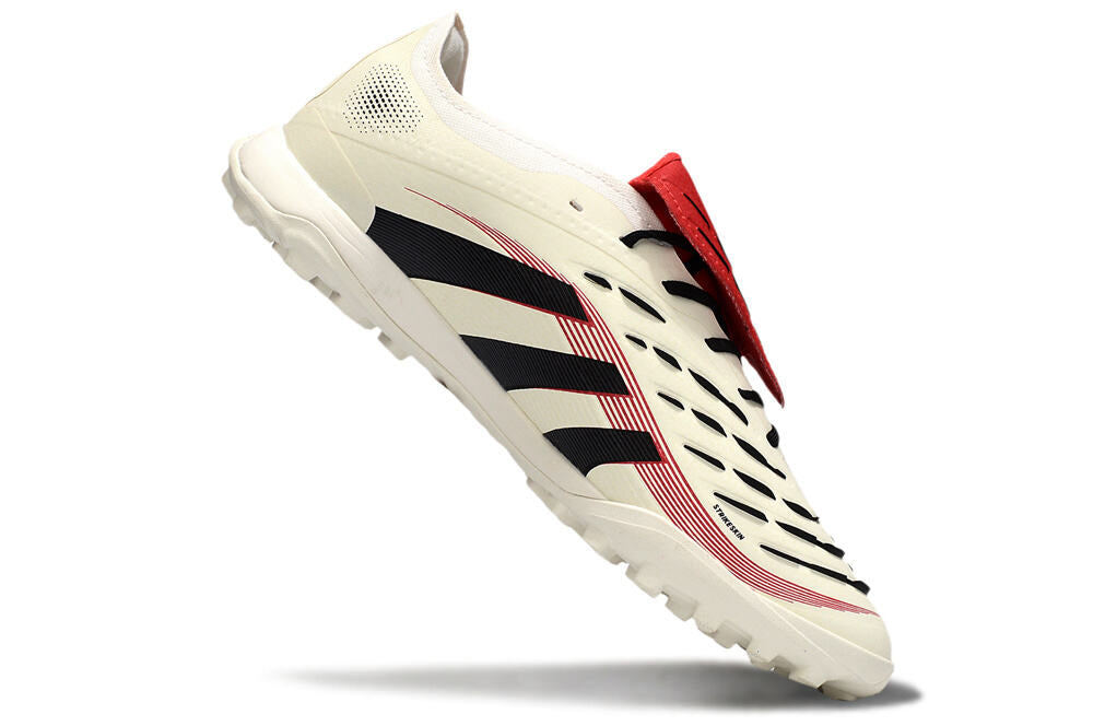 Chuteira Society Adidas Predator Elite Fold-Over Tongue TF - Begê, Preta e Vermelha