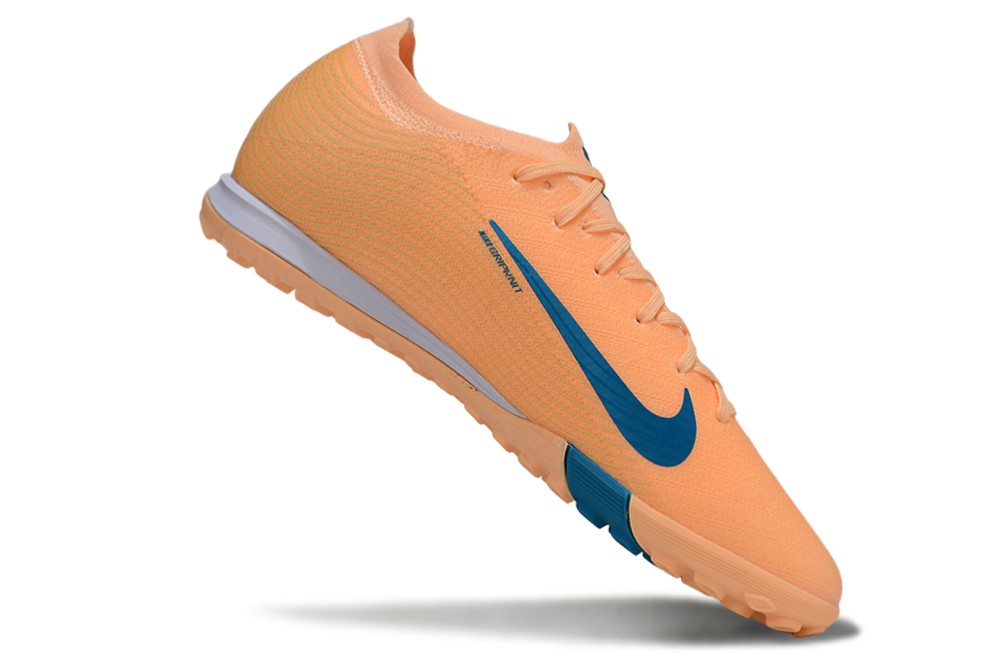 Chuteira Society Nike Air Zoom Mercurial Vapor 16 Killian Mbappe Elite TF - Laranja e Azul