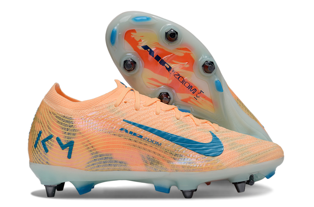 Chuteira Nike Air Zoom Mercurial Vapor 16 Kylian Mbappe Elite SG - Laranja e Azul