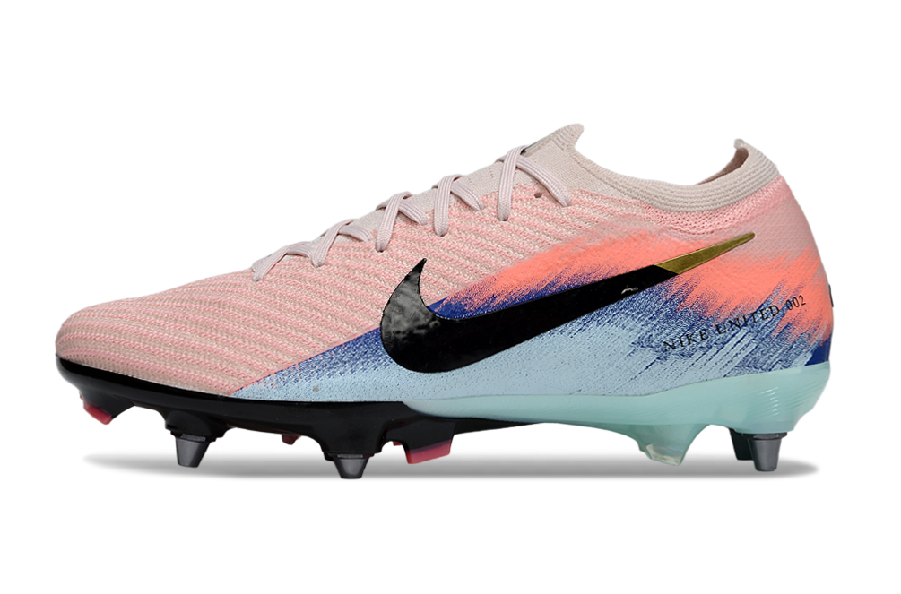 Chuteira Nike Air Zoom Mercurial Vapor 16 Elite SG - Rosa, Azul e Preta - United 02 Pack