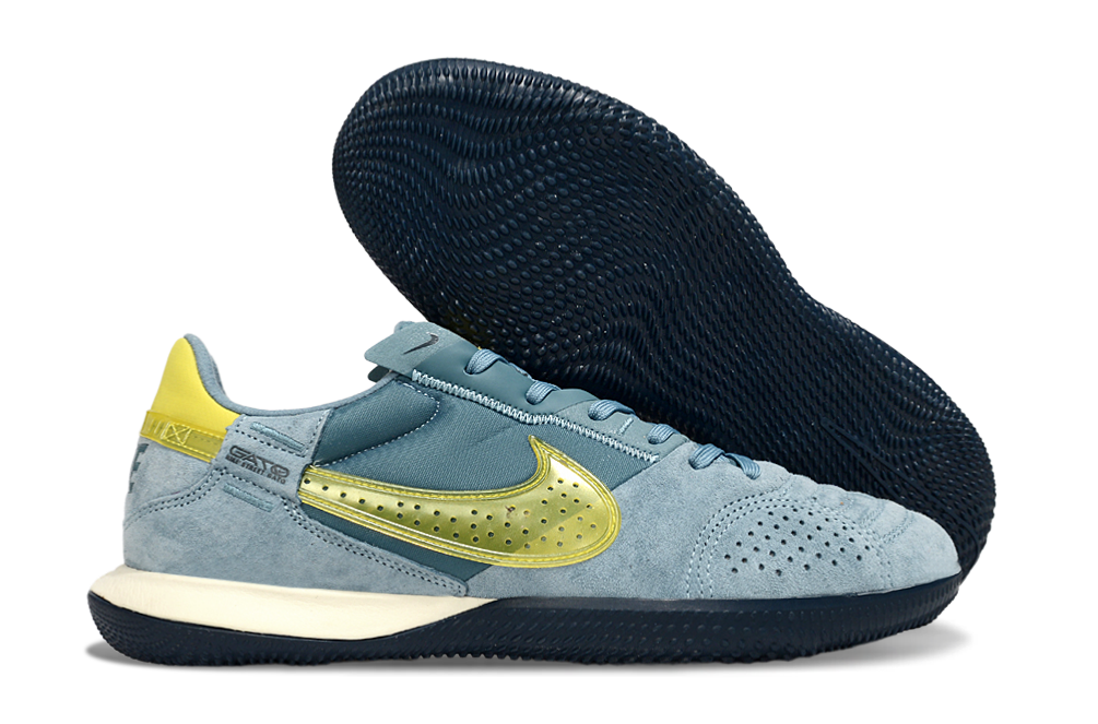 Tênis Futsal Nike Street Gato IC - Azul e Dourada