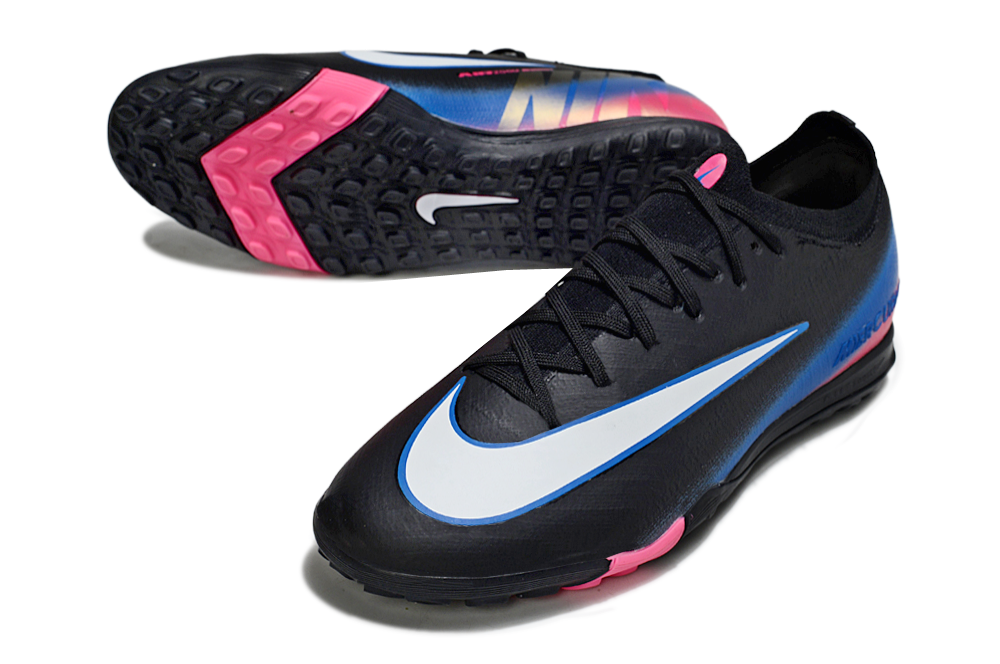 Chuteira Society Nike Air Zoom Mercurial Vapor 16 Elite TF - Preta, Rosa e Azul