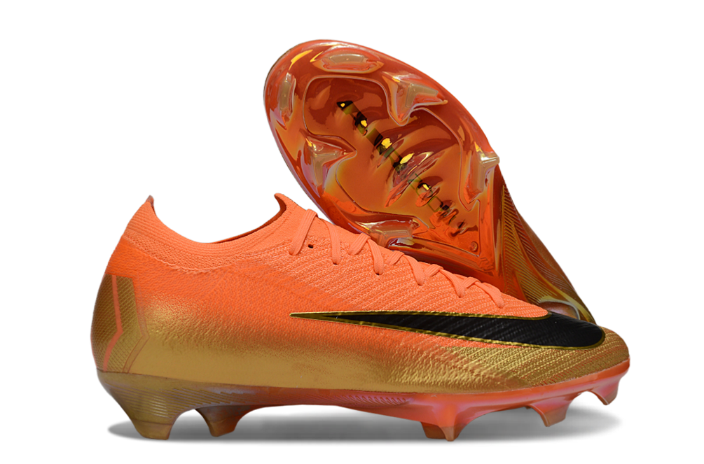 Chuteira Nike Air Zoom Mercurial Vapor 16 Déja Vu Elite FG - Laranja e Dourada