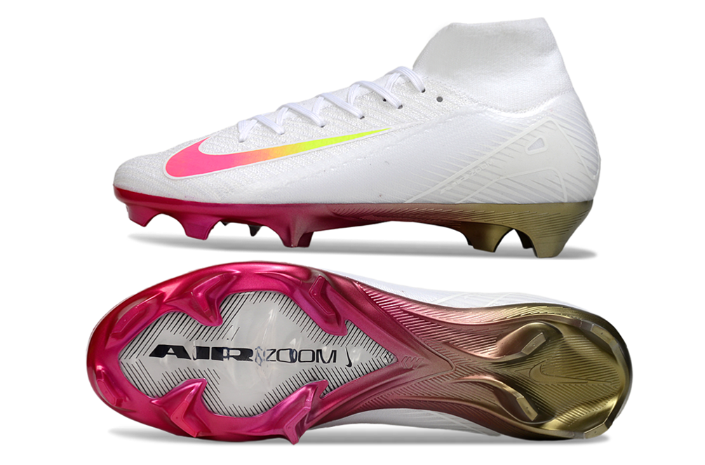 Chuteira Nike Air Zoom Mercurial Superfly 10 Elite FG - Branca e Rosa