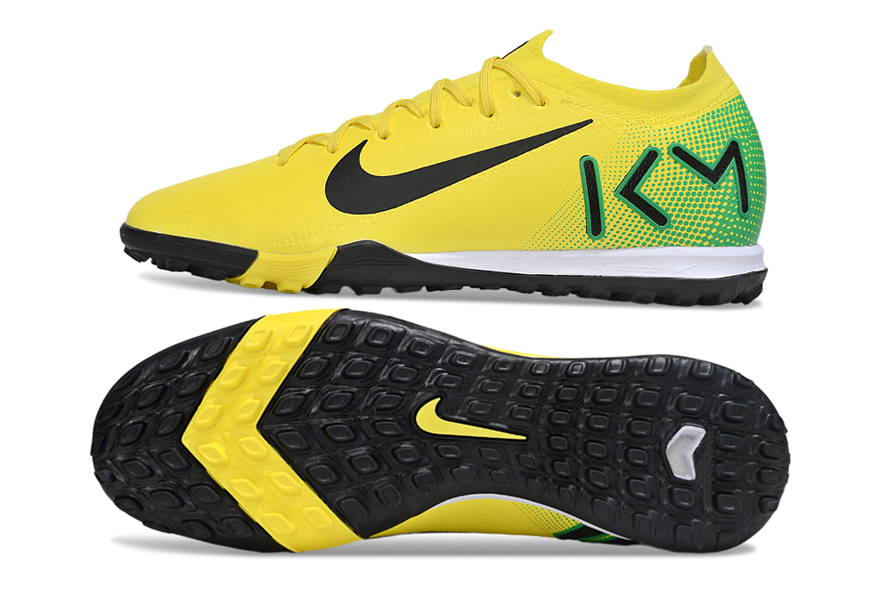 Chuteira Society Nike Air Zoom Mercurial Vapor 16 Killian Mbappe Elite TF - Amarela, Verde e Preta