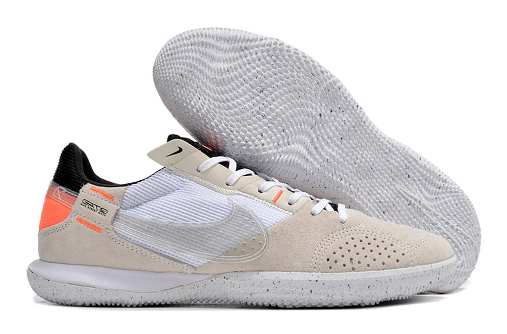 Tênis Futsal Nike Street Gato IC - Bege, Branca e Laranja
