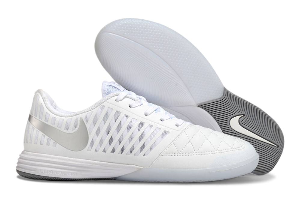 Tênis Futsal Nike Lunar Gato IC - Branca e Prata