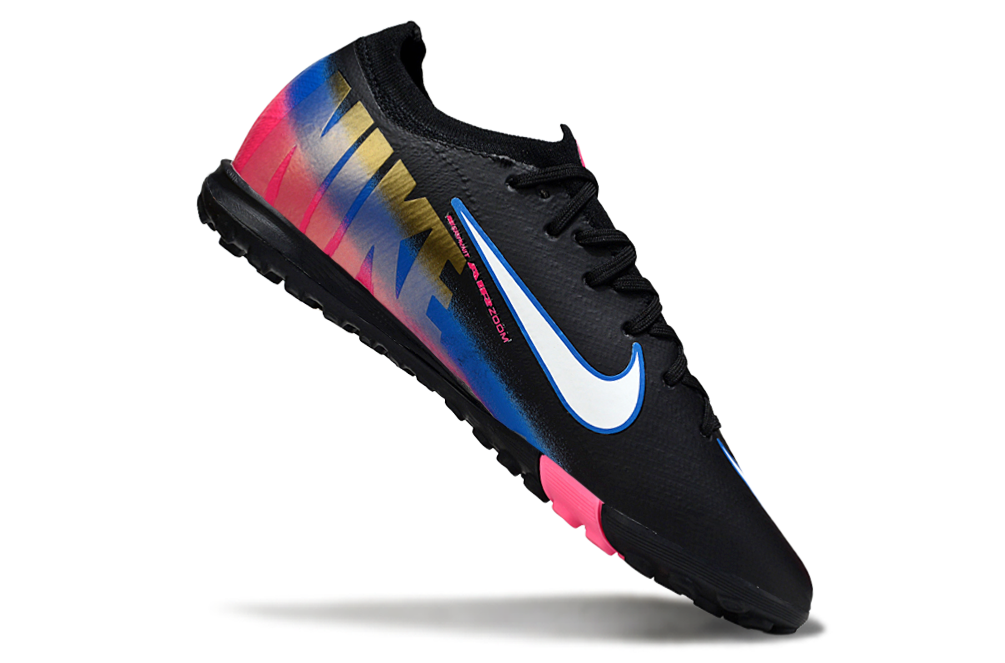 Chuteira Society Nike Air Zoom Mercurial Vapor 16 Elite TF - Preta, Rosa e Azul