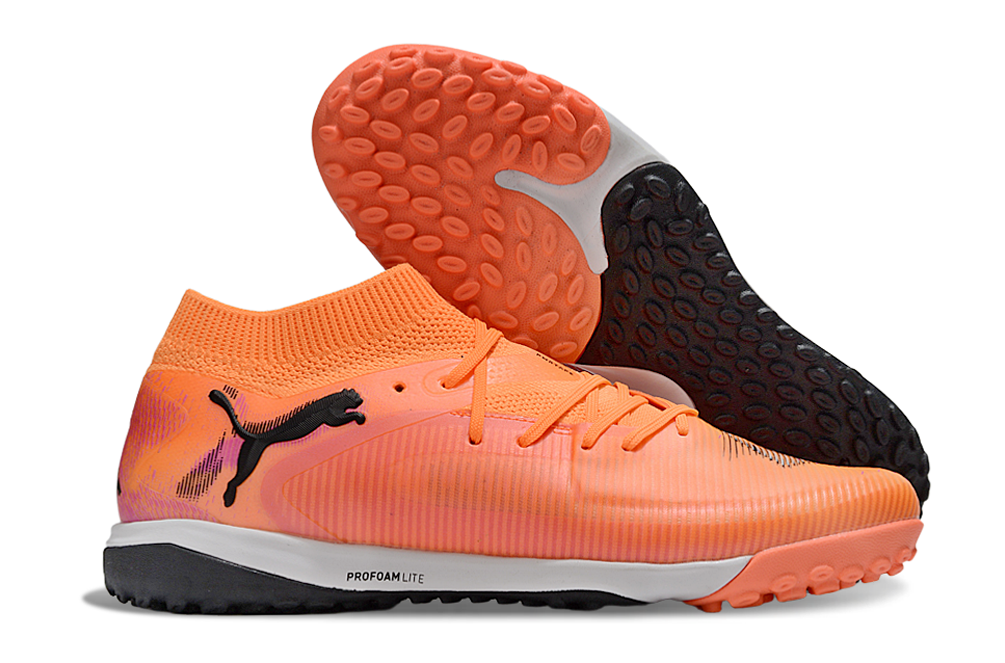 Chuteira Society Puma Future 8 TF - Laranja e Rosa - Hot Pursuit Pack