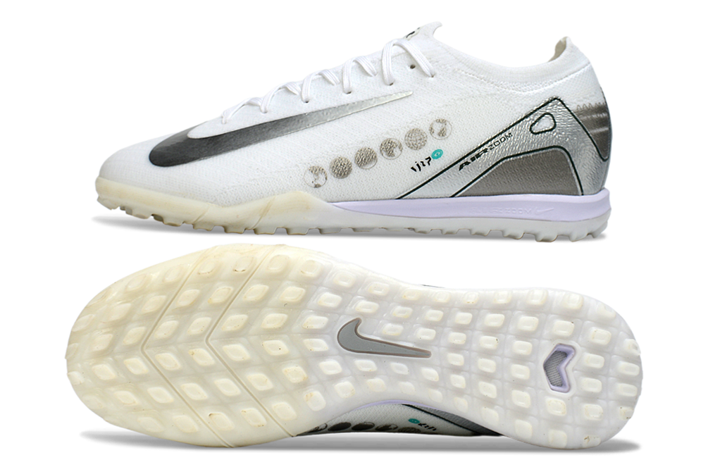 Chuteira Society Nike Air Zoom Mercurial Vapor 16 Vini JR Elite TF - Branca e Cinza