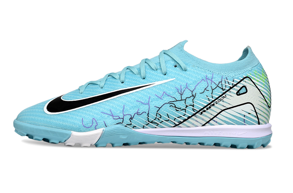 Chuteira Society Nike Air Zoom Mercurial Vapor 16 Elite TF - Branca e Azul