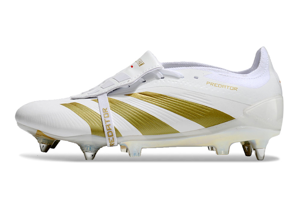 Chuteira Adidas Predator Elite Fold-Over Tongue SG - Branca e Dourada