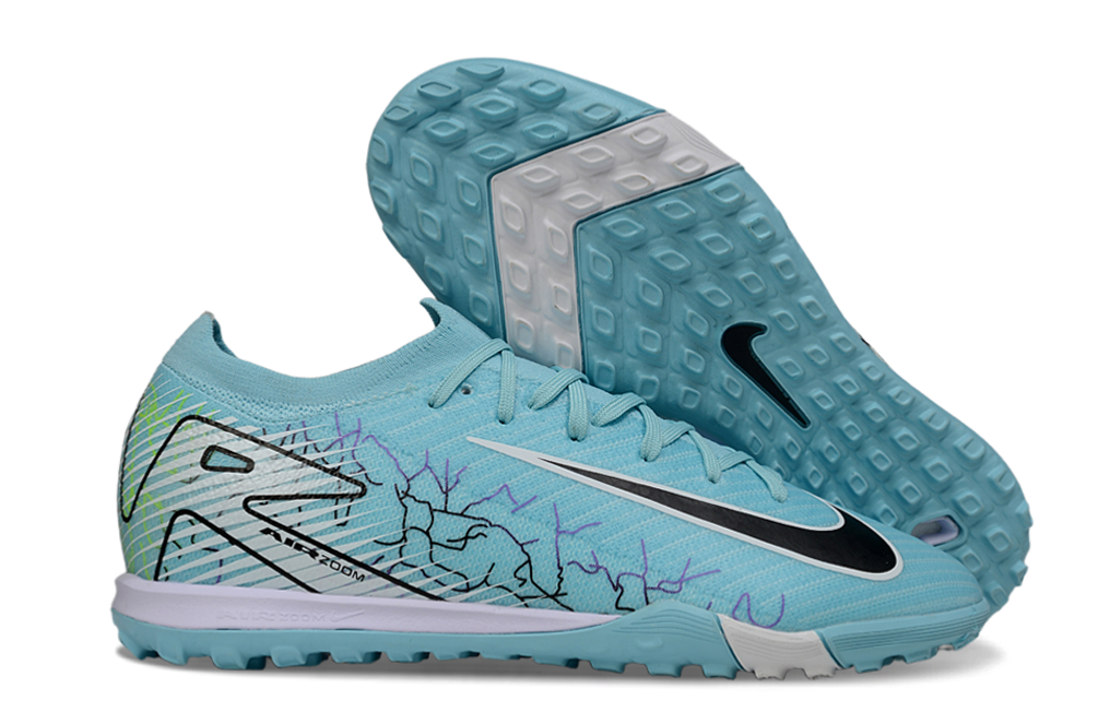 Chuteira Society Nike Air Zoom Mercurial Vapor 16 Elite TF - Branca e Azul